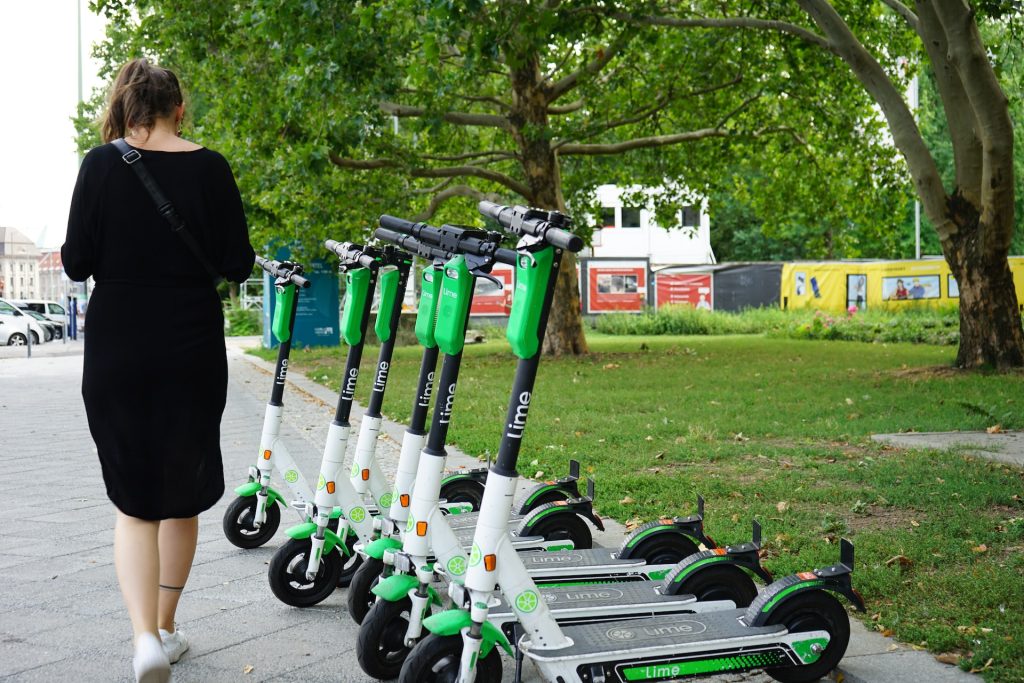 picture of electric scooters parked up