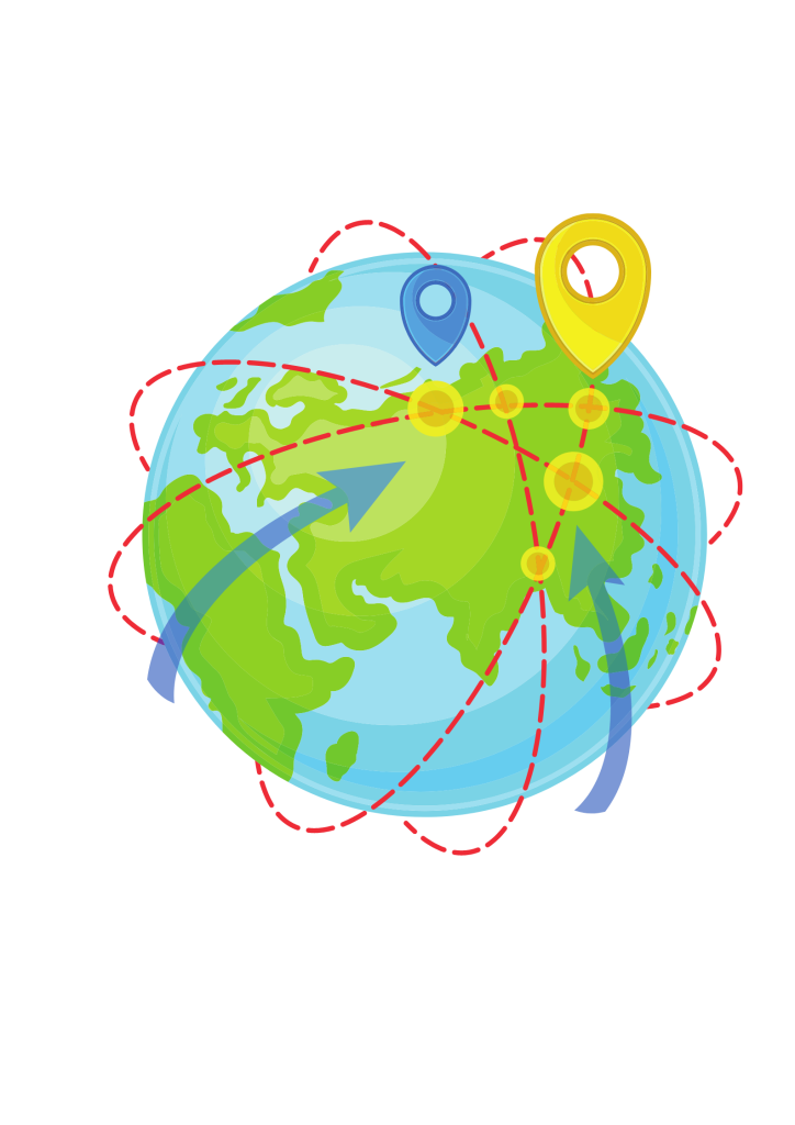 Clip art of the universe with lots of arrows going around it 